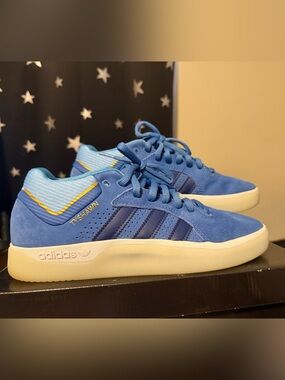adidas Tyshawn Suede Skate Shoes in Blue with Yellow Accent